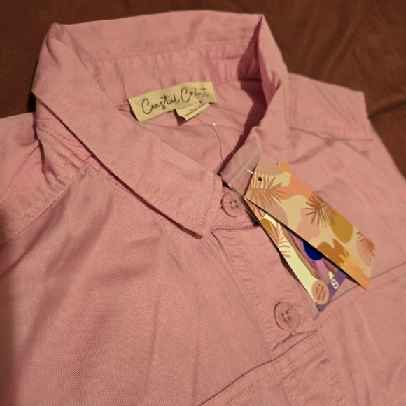 Coastal Comfort Women's Lilac Chiffon Pink Collared Tank Top NWT Size Small - Picture 2 of 5